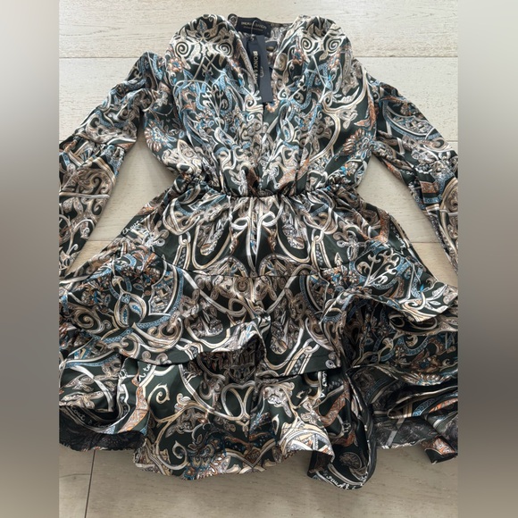 NWT Bronx and Banco India ruffle Printed Mini Dress US 4/S Small - Picture 12 of 14